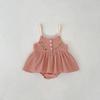 Vestido com Suspensório Estiloso para Meninas Estilo Verão 2026 Vestido Bordado Fresco Macacão Triângulo para Bebê