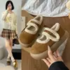 Zapatos de algodón Zimao Mao cálidos, forrados de felpa, antideslizantes, estilo nuevo 2026, suela gruesa, versátiles zapatos de invierno estilo Birkenstock para mujer, con correas de velcro, de moda