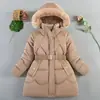 Abrigo de Invierno para Niñas, Chaqueta Gruesa Nueva de Algodón, Longitud Media, Ajuste en la Cintura, Adelgazante, Estilo de Exportación, Fabricante para Niños Mayores