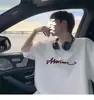 Camiseta de Manga Curta para Homem 2024 Verão Novo Estilo Marca Americana Tendência Estampa Simples Resistente Solta Meia Manga Roupa