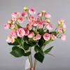 Flor Artificial Burbuja Brumosa Camelia Multicabeza Escena de Boda Tallo Único Rosa Pequeña Prop para Fotografía en Casa Camelia Artificial
