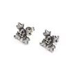 Pendientes Retro de Calavera y Cruz de Acero de Titanio Europeos y Americanos Nuevos de Halloween Nicho de Gama Alta de Moda Pendientes Versátiles