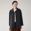 Nuevo abrigo de lana de doble cara simple y versátil para otoño e invierno para mujer, de longitud media, con cuello de solapa, holgado y elegante, chaqueta de manga larga