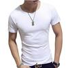 Camiseta de manga curta All-Match Modal masculina Slim-Fit Base Shirt Summer Ice Silk Tight Cor sólida White Sky Meia manga 2023