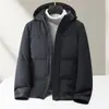 Chaqueta de plumón para hombre 2026 Otoño/Invierno Cuello alto Cremallera Capucha desmontable Versión Estándar Nacional Plumón Ropa de abrigo cálida Casual de negocios para mediana edad