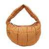 Bolso Plisado Nicho Color Caramelo Estilo Coreano Bordado Hilo Cuadros Gran Capacidad Bolso de Mano Ropa Algodón Espacial Portátil Bolso Dumpling