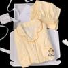 Pijama de Patrón Estilo Coreano Estilo Ins para Mujer Otoño Traje de Manga Larga Celebridad de Internet Perrito Amarillo Suelto Ropa para Casa Foto Real Venta al Mayoreo