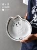 Tazón de cerámica con dibujos animados de gato y pez de estilo japonés, bonito y creativo, para ensalada, verduras y frutas, tazón individual grande