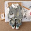 Conjunto de Tres Piezas Chaleco de Mezclilla para Niño Pequeño Nuevo Estilo Primavera y Otoño 2025 Moda para Niños Ropa de Otoño Ropa para Bebé Venta al por Mayor