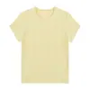 Top de Manga Corta para Mujer Aboutsea Verano Bambú Algodón Hombro Derecho Cuello Redondo Corte Ajustado Seco y Transpirable Color Sólido Versátil para Mujer