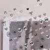 Adesivos de Unha de Laço em Formato de Coração, Adesivos Versáteis Planos Vazados para Nail Art, Decorações Fofas Estilo Dh