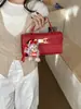 Bolsa Quadrada Pequena Fashion com Fivela de Travamento, Nova Bolsa de Mão, Bolsa Kelly Simples e Elegante, Bolsa de Mão e Bolsa Transversal de Nicho de Alta Qualidade