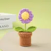 Maceta Miniatura de Flor de Margarita Artificial para Decoración de Escritorio de Interior, Adorno de Coche, Producto Terminado, Ganchillo Hecho a Mano Transfronterizo