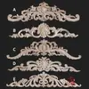 Flores de canto em escultura em madeira de Dongyang, apliques longos de fundo estilo europeu e francês para acessórios de móveis, flores para portas de madeira, decoração de folheado de madeira maciça com escultura fina para casamento