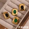 Pendientes Ins de Moda Europea y Americana Retro Elegantes Personalizados de Acero Inoxidable Chapado en Oro de 18K Geométricos Hexagonales Tipo Escudo para Mujer