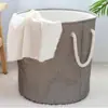 Cesta para Ropa Sucia Cuerda de Algodón Cesta para Ropa Sucia Estilo Japonés Doméstica Redonda Tejida Almacenamiento Cesta de Almacenamiento de Ropa Sala de Estar Cesta de Almacenamiento a Juego de Colores