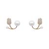 Pendientes de Perla Tulipán Pendientes de Flor para Mujer Accesorios de Temperamento para el Trabajo Coreanos Dongdaemun Lujo Ligero Pendientes de Gama Alta