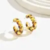 Pendientes vintage europeos y americanos con estampado de leopardo, pendientes acrílicos transparentes en forma de C, pendientes Maillard Love de otoño e invierno, joyería para las orejas para mujer