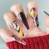 Uñas Artísticas de Moda Geniales Pegatina de Uñas Artísticas Terminada Portátil Desmontable Estampado Vintage Uña Falsa Patrón de Serpiente Vintage Europeo y Americano