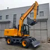 Suministro Directo del Fabricante de Origen: Excavadora de Ruedas 150 Hidráulica Completa, Excavadora de Ingeniería, Pinza para Madera de Cubo Grande