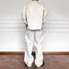 Novos Jeans Retos Soltos Branco Puro com Caimento Lavado Estilo Hong Kong Retro Estendido Simples Calças de Perna Larga Masculinas