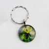 Chaveiro de Trevo de Quatro Folhas Fluorescente, Chaveiro de Bola de Cristal Brilhante da Sorte, Chaveiro Grande de Cristal de Trevo de Quatro Folhas Giratório