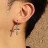 Aretes transfronterizos europeos y americanos para mujer, aretes rojos en línea iguales, cruz chapada en oro con incrustaciones de circonio, elegantes, combinables, de lujo ligero, accesorios al por mayor