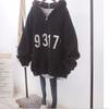 Sudadera con capucha y media cremallera para mujer, estilo coreano Ins Harajuku, holgada, talla grande, para otoño e invierno 2025