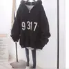 Exportação Transfronteiriça Outono e Inverno Estilo Ins Harajuku Bf Solta Tamanho Grande Meio Zíper Jaqueta Moletom com Capuz Forrada de Lã Confortável
