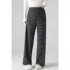 Calça de maternidade para uso ao ar livre no outono e inverno, estilo coreano, solta e versátil, com caimento fluido, modelo novo, sem suporte para barriga, calça de maternidade listrada