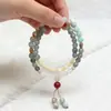 Encanto Antiguo QingyunNuevo Estilo Chino Pulsera Beige de Doble Capa con Perlas para Mujer, Estilo Étnico Exquisito, Diseño de Nicho, Lujo Ligero