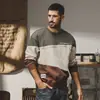 Sudadera Pesada Estilo Retro Americano Jerryeno para Hombre Primavera Holgada Marca de Moda Camiseta de Manga Larga con Combinación de Colores Primavera y Otoño Tops de Moda para Hombre