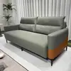 Sofá para Escritório do Chefe, Recepção de Negócios Moderna e Simples, Área de Descanso, Conjunto de Sofá de Couro de Três Lugares com Mesa de Centro