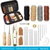 Conjunto de Costura à Mão com 33 Peças Ferramentas DIY para Couro Ferramentas para Fazer Artigos de Couro Feitos à Mão Ferramentas de Costura à Mão Conjunto de Ferramentas para Couro