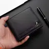 Nueva cartera para hombre, estilo corto, cartera de cuero horizontal business casual para hombres jóvenes, moderna cartera de cuero suave de gran capacidad