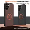 Adecuado para Samsung S26 Ultra, S25, S26FE: Funda magnética para teléfono de tela técnica, Funda con textura de cuero para NOTE20 Ultra