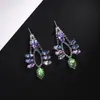 Joias da Moda Brincos da Moda Brincos de Corrente com Garras de Diamante Coloridos Gradiente Multicolorido Simples Atmosféricos E778