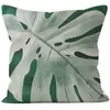 Amazon Primavera e Verão Nova Fronha Fronha de Folha Atacado Linho Estampa de Folha Verde Almofada de Sofá Fronha de Almofada de Cintura