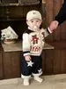 Ropa Coreana para Niños Conjunto de Primavera Lindo Bebé Niño Oso de Dibujos Animados Suéter Cárdigan de Punto Otoño Versátil Jeans