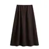 Falda de Lana de Ácido Acético Talla Grande de 6 Paneles con Dobladillo Interior Cintura Elástica Falda Larga Otoño/Invierno con Bolsillos