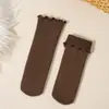 Meias de Lã de Orelha de Madeira Acolchoadas Grossas Quentes para Outono e Inverno Cor da Terra Tamanho Médio Meias de Neve Meias de Dormir Boca Solta Meias de Chão para Homens e Mulheres