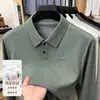 Camisa polo masculina de manga longa de alta qualidade para comércio transfronteiriço, com gola clássica, estilo business casual e feita de algodão, adequada para homens de meia-idade e jovens.