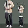 Camiseta de Manga Corta para Hombre Traje de Moda de Verano Set de Top para Niños Jeans a Juego Conjunto de Dos Piezas a la Moda