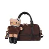 Bolso de Mano Vintage Maillard Cilindro Boston, Bolso de Mano de Retazos de Nicho, Estampado de Leopardo Color-Block Pequeño para Hombro Cruzado de Viaje