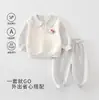 Conjunto de sudadera con cuello de muñeca para bebé de primavera y otoño, pantalón de chándal de dibujos animados con bloques de color para recién nacido, ropa de casa transpirable y amigable con la piel Clase A para bebé