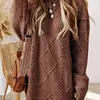 Outono e Inverno 2025 Novo Estilo Preguiçoso Solto Fashionável Peça Externa Torcido Suéter de Comprimento Médio Feminino Estilo Japonês Suéter Retrô Feminino