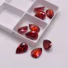 Zirconia Cúbica Naranja-Rojo en Forma de Pera, Piedra Suelta de Circonia Cúbica, Rhinestone de Rubí Naranja en Forma de Gota de Agua, Piedra para Accesorio de Joyería