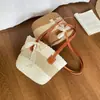 Bolso tipo cubo de moda color block nuevo para el día a día 2026, bolso de playa de paja a rayas, bolso de hombro casual para viajar, bolso tote
