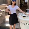 Falda de verano para mujer color caqui, irregular de cintura alta, adelgazante, talla grande, ajustada a la cadera, línea A, falda corta para mujeres petite