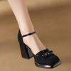 Zapatos Mary Jane Vintage de Tacón Grueso 2024 Primavera Nuevo Sandalias de Punta Hueca de Tacón Alto con Hebilla de Una Palabra para Mujer